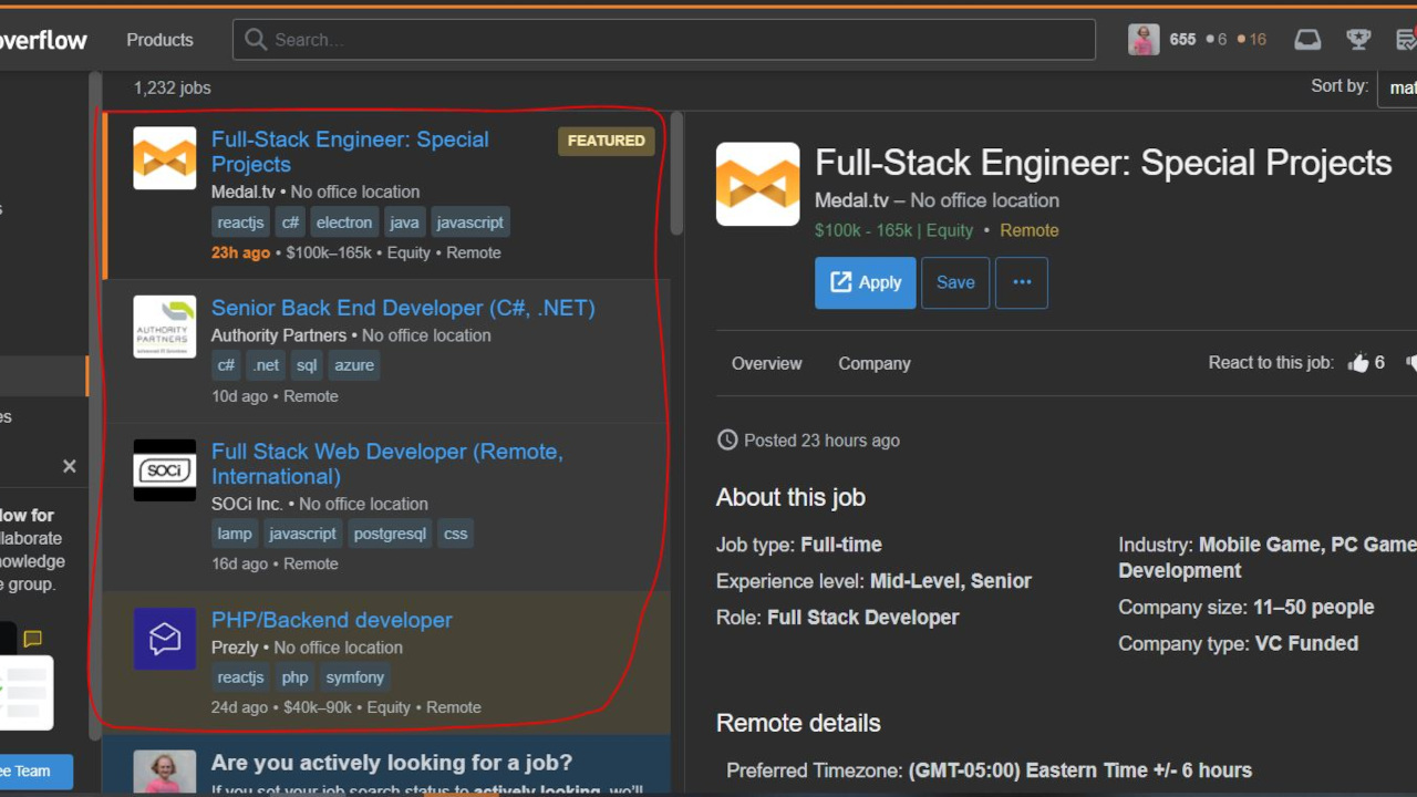 : Stackoverflow Jobs