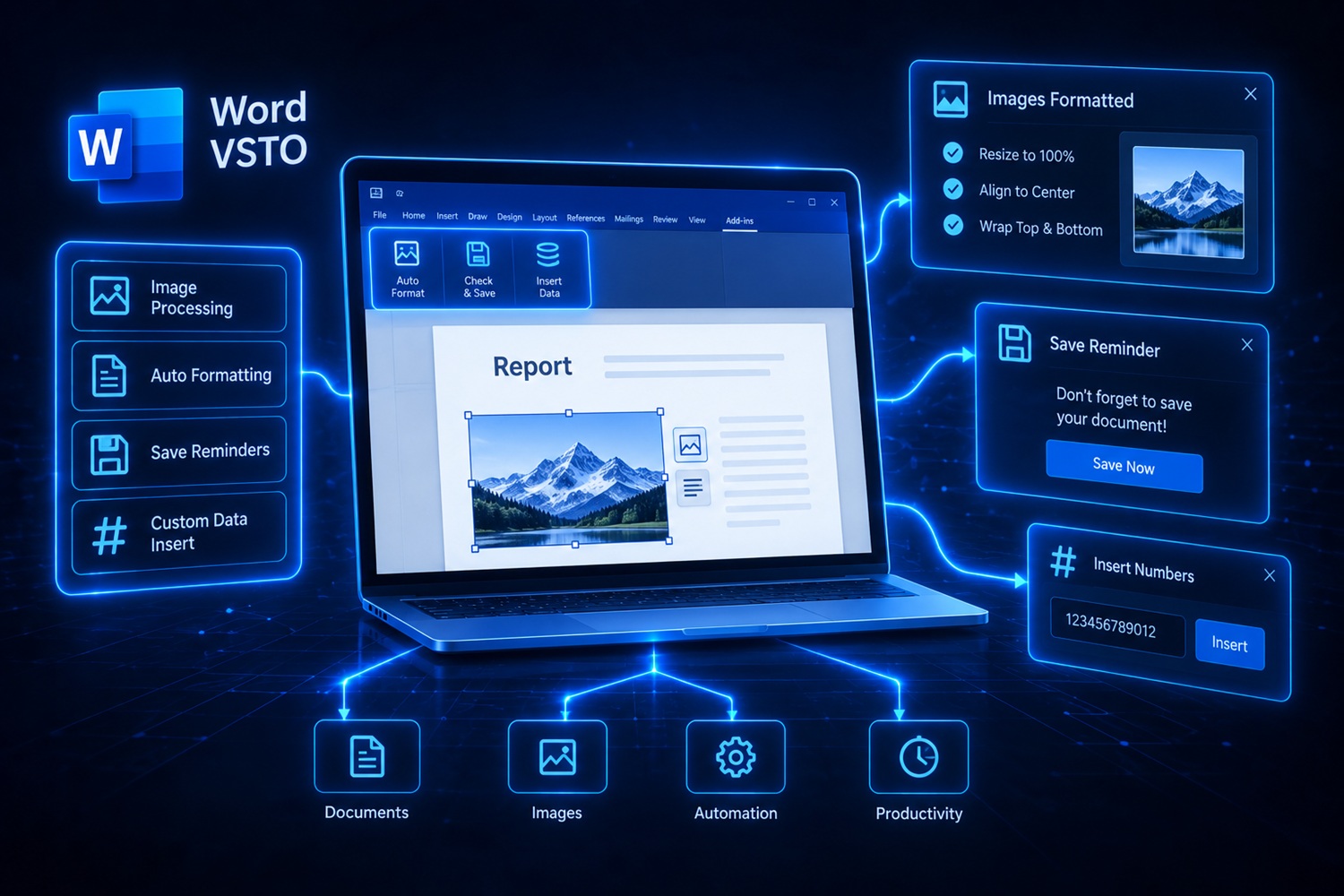 Microsoft Word ВСТО додаци за аутоматизацију слика, чувања докумената и уноса бројева